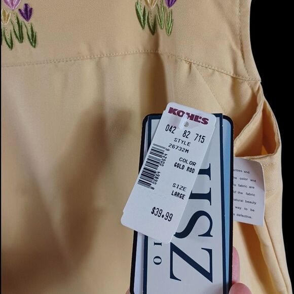 NWT HSZ Studio Maxi Sundress Sz L Butter Yellow Tulip Embroidery Cottagecore - Picture 8 of 10